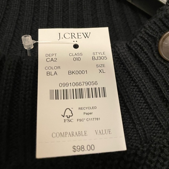 Women’s size XL J Crew solid Black Cotton Pullover Sweater mockneck button - Picture 4 of 4